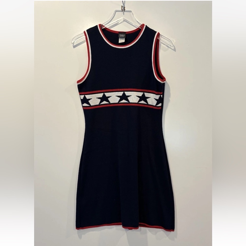 Vintage French Curve Womens Patriot‎ Sleeveless Knit Dress Size Large